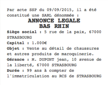 annonce legale bas rhin